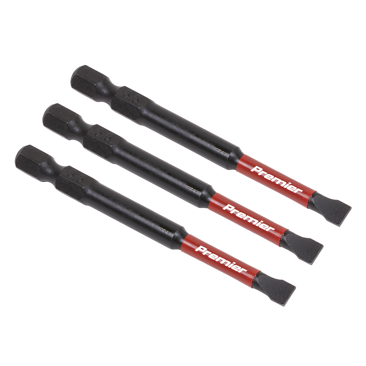 Sealey AK8252 Premier Slotted Impact Power Tool Bits 5.5 x 75mm 3pc
