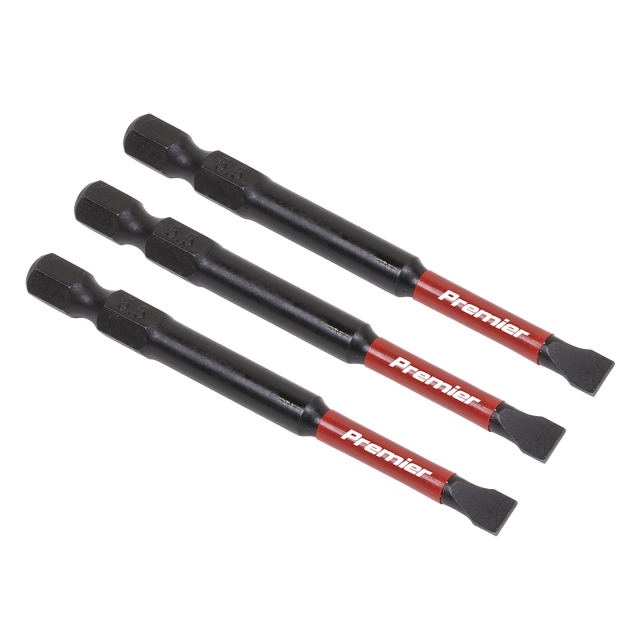 Sealey AK8252 Premier Slotted Impact Power Tool Bits 5.5 x 75mm 3pc