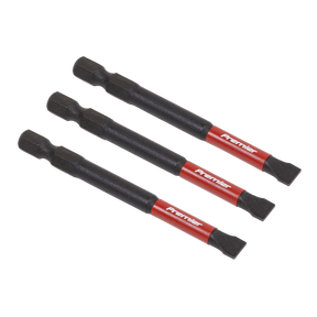 Sealey AK8253 Premier Slotted Impact Power Tool Bits 6.5 x 75mm 3pc