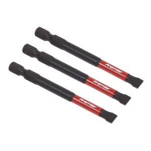 Sealey AK8253 Premier Slotted Impact Power Tool Bits 6.5 x 75mm 3pc