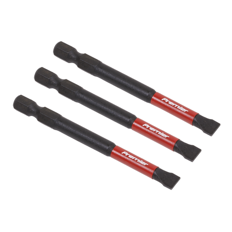 Sealey AK8253 Premier Slotted Impact Power Tool Bits 6.5 x 75mm 3pc