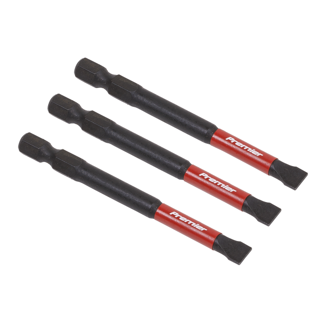 Sealey AK8253 Premier Slotted Impact Power Tool Bits 6.5 x 75mm 3pc