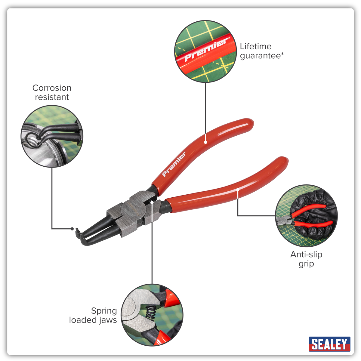 Sealey AK84533 Premier Circlip Pliers Internal Bent Nose 140mm - additional view 9