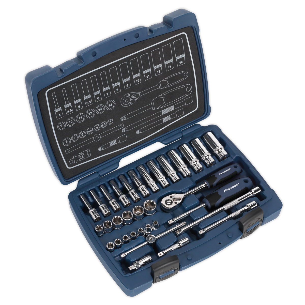 Sealey AK8990 Premier Socket Set 1/4"Sq Drive 33pc