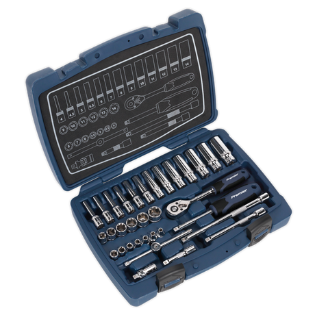 Sealey AK8990 Premier Socket Set 1/4"Sq Drive 33pc