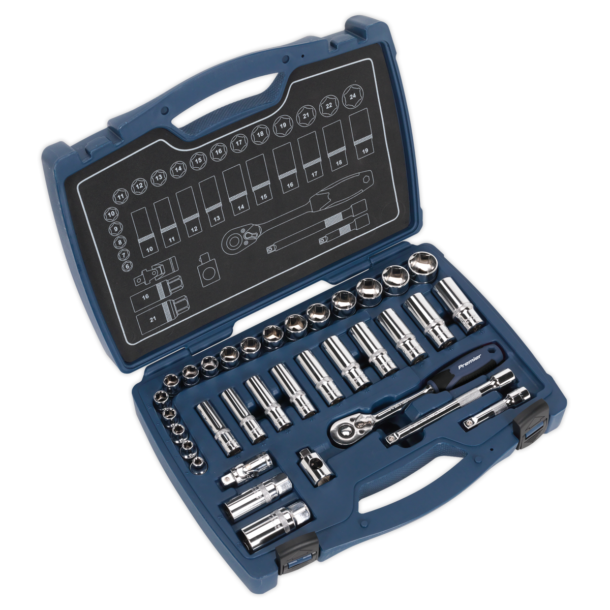 Sealey AK8991 Premier Socket Set 3/8"Sq Drive 34pc