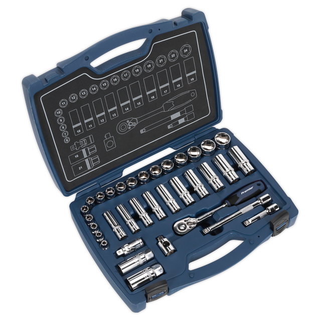 Sealey AK8991 Premier Socket Set 3/8"Sq Drive 34pc