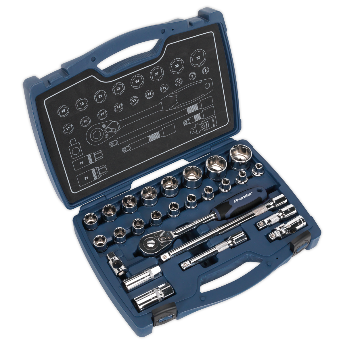 Sealey AK8992 Premier Socket Set 1/2"Sq Drive 26pc