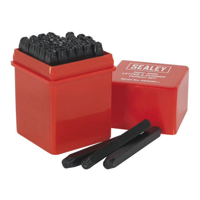 Sealey AK9296 Letter & Number Punch Set 4mm 36pc