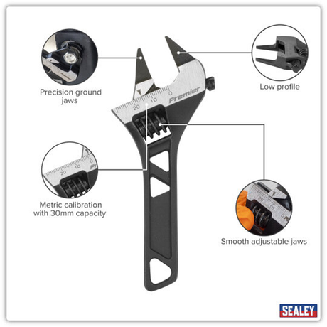 Sealey AK9568 Premier Low Profile Adjustable Wrench 140mm - additional view 2