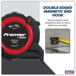 Sealey AK9850 Premier Metric/Imperial Tape Measure Extra-Wide Blade 5m(16ft) x 32mm - additional view 4