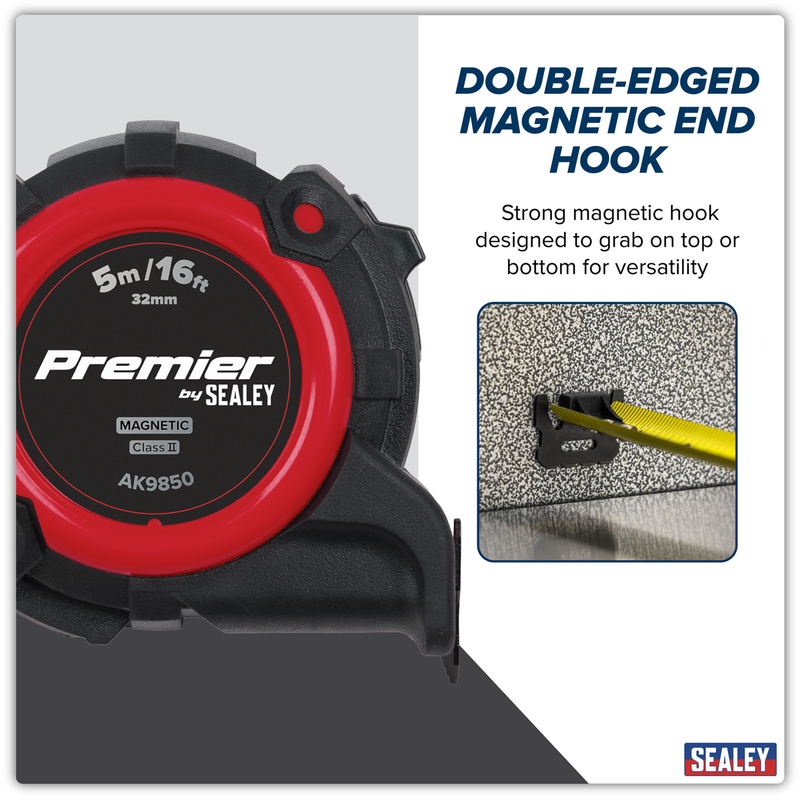 Sealey AK9850 Premier Metric/Imperial Tape Measure Extra-Wide Blade 5m(16ft) x 32mm - additional view 4