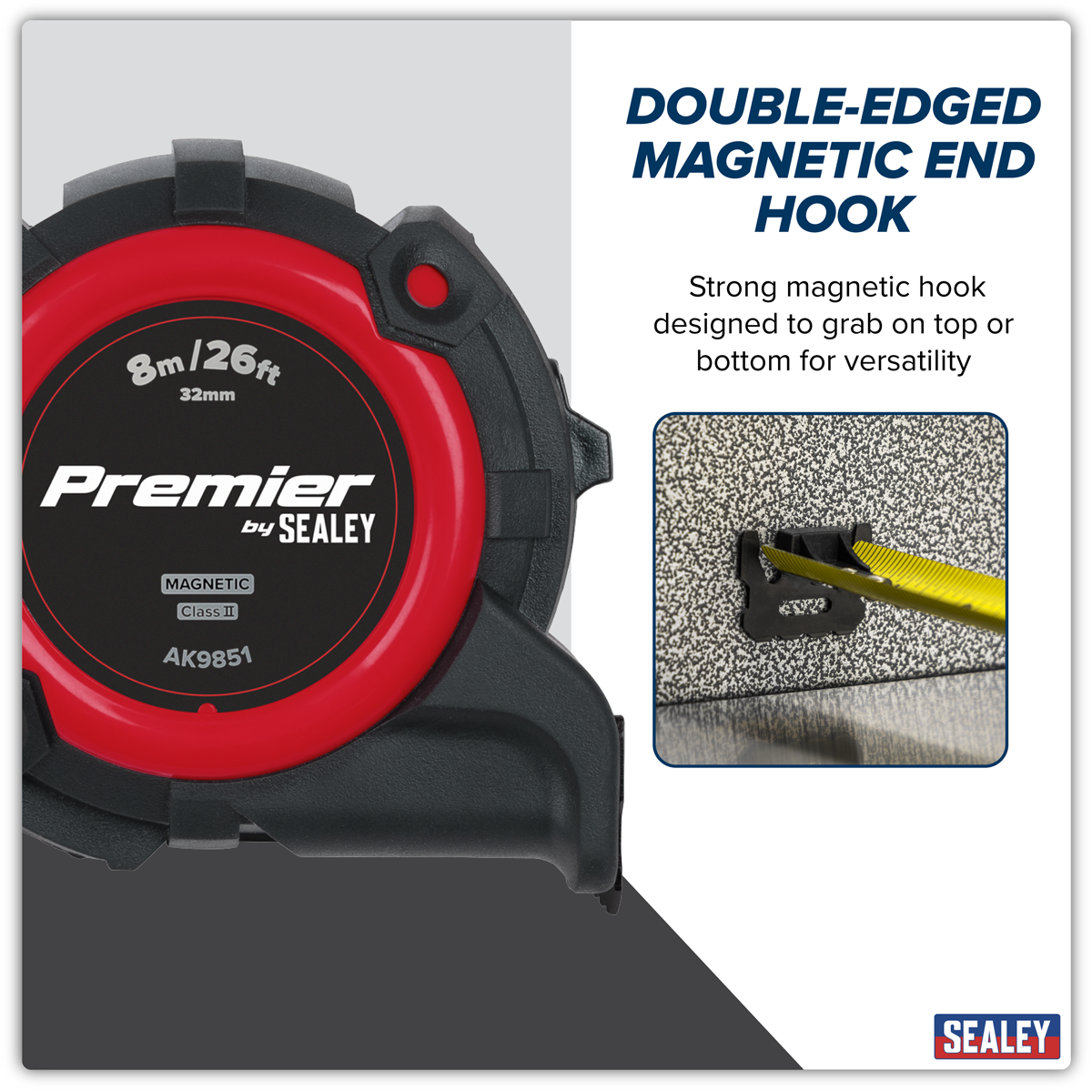 Sealey AK9851 Premier Metric/Imperial Tape Measure Extra-Wide Blade 8m(26ft) x 32mm - additional view 10