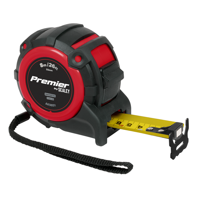 Sealey AK9851 Premier Metric/Imperial Tape Measure Extra-Wide Blade 8m(26ft) x 32mm