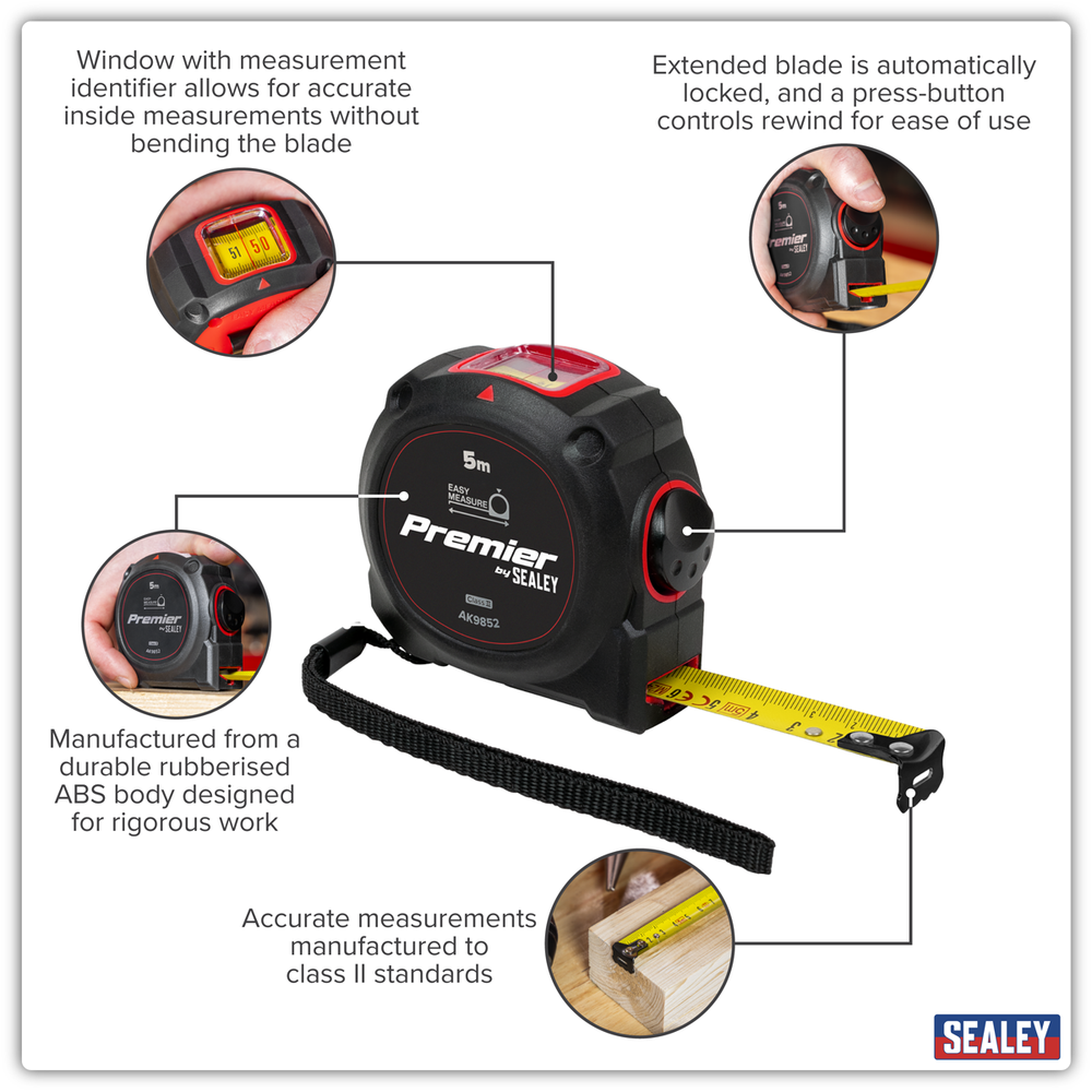Sealey AK9852 Premier Window Tape Measure 5m x 19mm - additional view 12