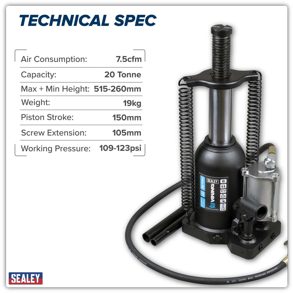 Sealey AM20S Viking Manual/Air Hydraulic Bottle Jack 20 Tonne - additional view 5