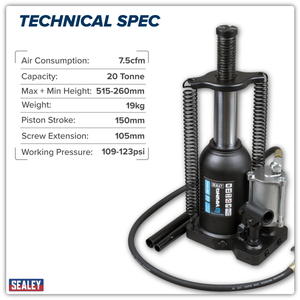 Sealey AM20S Viking Manual/Air Hydraulic Bottle Jack 20 Tonne - additional view 5