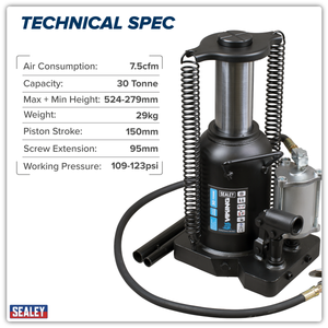 Sealey AM30S Viking Manual/Air Hydraulic Bottle Jack 30 Tonne - additional view 3