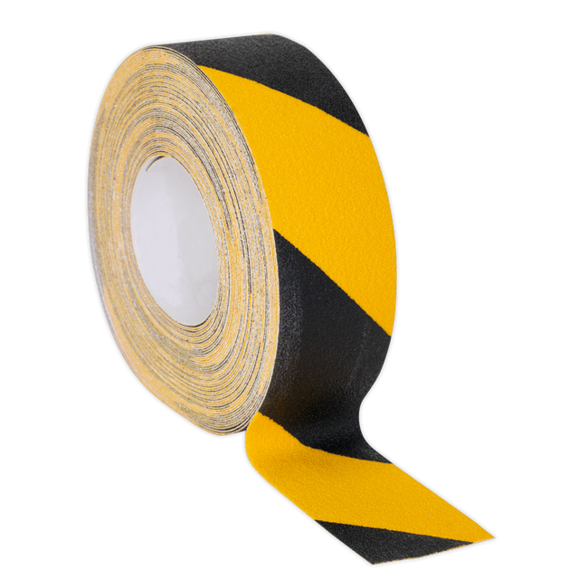 Sealey ANTBY18 Self-Adhesive Anti-Slip Tape 50mm x 18m - Black & Yellow