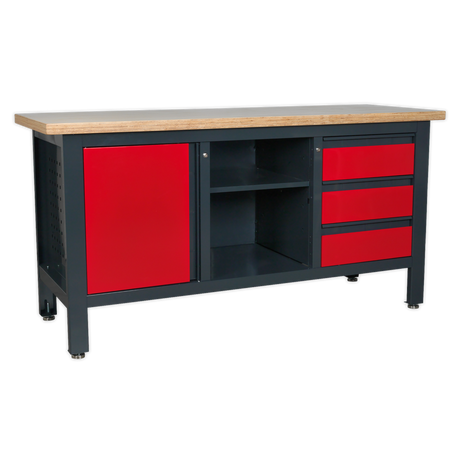 Sealey AP1905B Workbench with 3 Drawers, 1 Cupboard & Open Storage