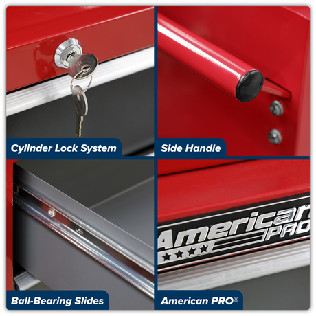 Sealey AP22505BB American PRO® Rollcab 5 Drawer - Red/Grey - additional view 2