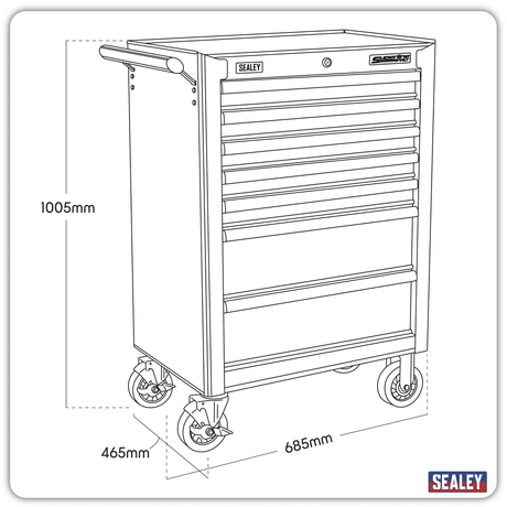 Sealey AP33479 Superline PRO® Rollcab 7 Drawer - Red - additional view 2