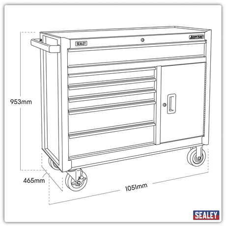 Sealey AP4106HV American PRO® Rollcab 6 Drawer - Green - additional view 2