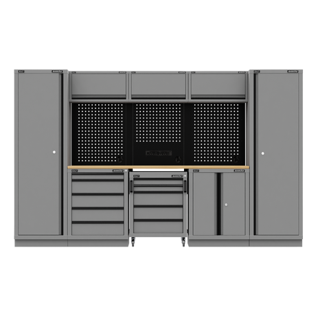 Sealey APMSBESTACK01W Superline PRO® Black Edition Storage System with Rubber Wood Worktop 3.24m