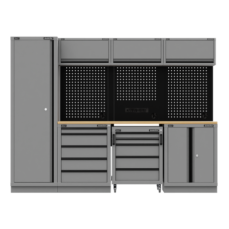 Sealey APMSBESTACK02W Superline PRO® Black Edition Storage System with Rubber Wood Worktop 2.64m