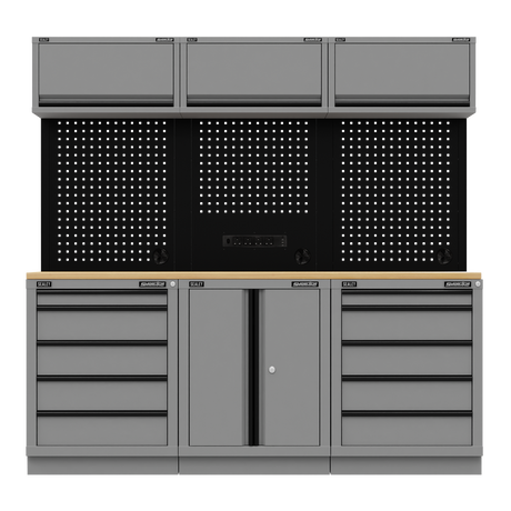 Sealey APMSBESTACK04WW Superline PRO® Black Edition Storage System with Rubber Wood Worktop 2.04m