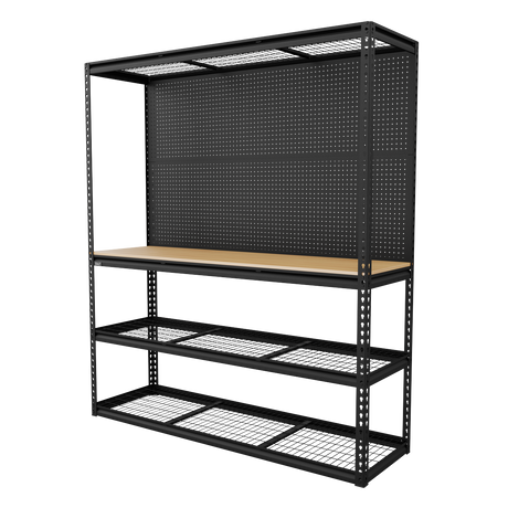 Sealey APMWB1 Heavy-Duty Modular Workbench with Racking & Pegboard 300kg Capacity Per Level