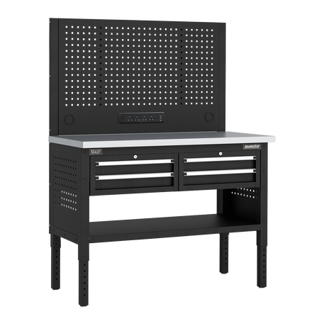 Sealey APMWB50COMBO2SS Superline PRO® Modular Workbench with 4 Drawers Stainless Steel Worktop 1265mm