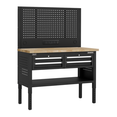 Sealey APMWB50COMBO2W Superline PRO® Modular Workbench with 4 Drawers Wooden Worktop 1265mm