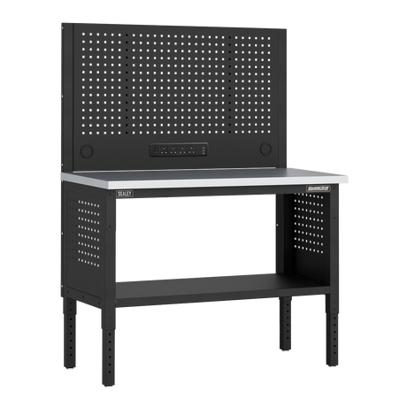 Sealey APMWB50COMBOSS Superline PRO® Modular Workbench with Pegboard Back Panel Stainless Steel Worktop 1265mm