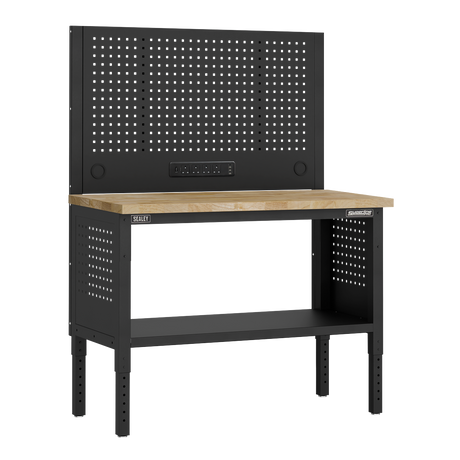 Sealey APMWB50COMBOW Superline PRO® Modular Workbench with Pegboard Back Panel Wooden Worktop 1265mm