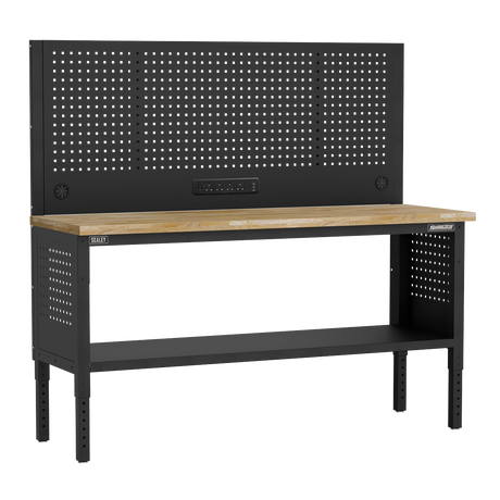 Sealey APMWB72COMBOW Superline PRO® Modular Adjustable-Height Workbench with Pegboard Back Panel & Wooden Worktop 1830mm