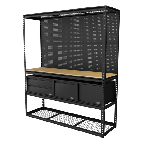 Sealey APMWBCOMBO1 Heavy-Duty Modular Workbench & Racking Kit with 3 Storage Units