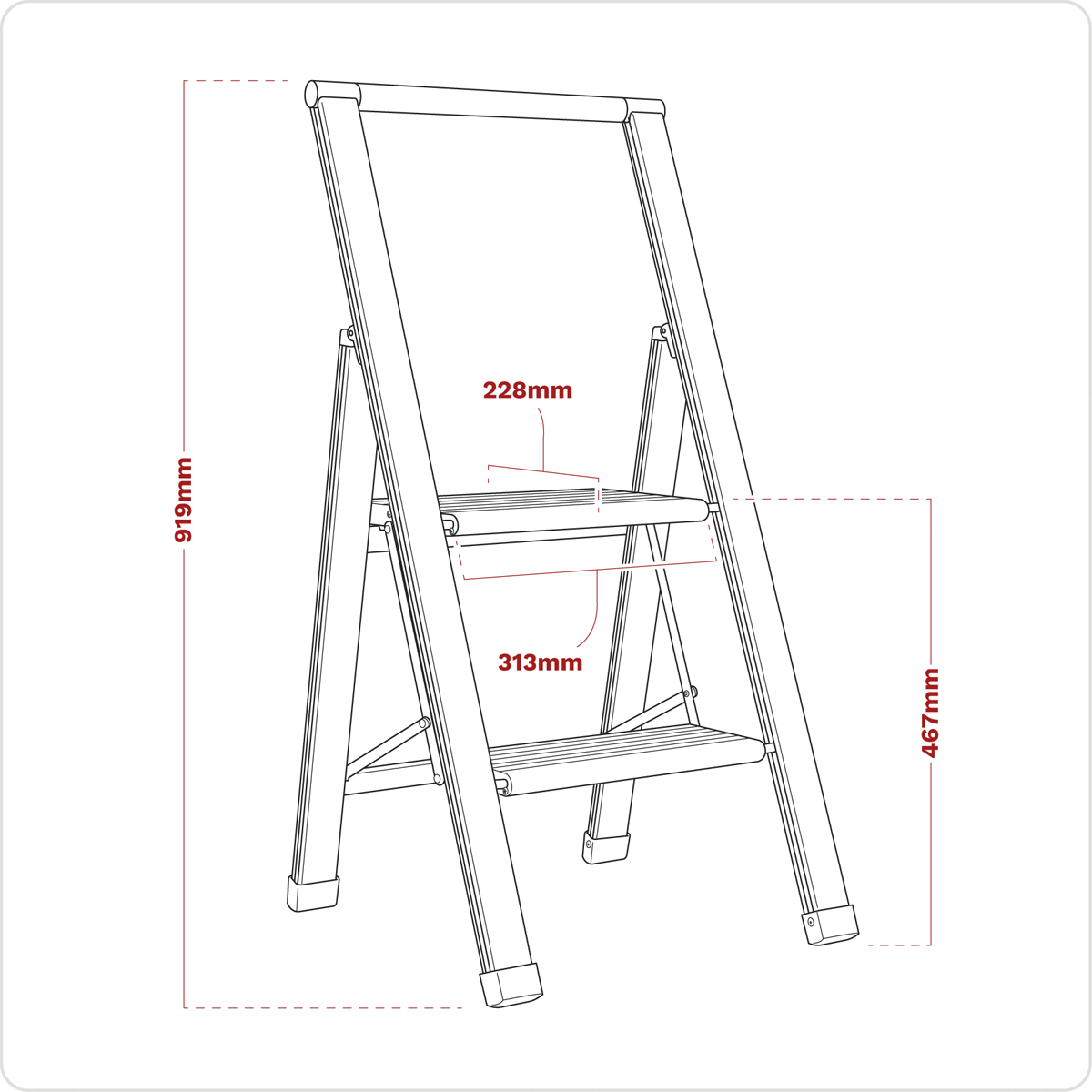 Sealey APSL2 Professional Folding Step Ladder 2-Step Aluminium 150kg Capacity - additional view 2