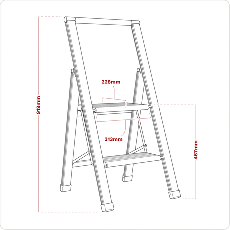 Sealey APSL2 Professional Folding Step Ladder 2-Step Aluminium 150kg Capacity - additional view 2
