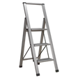 Sealey APSL3 Aluminium Professional Fold-Flat Step Ladder 3-Step 150kg Capacity - EN 14183