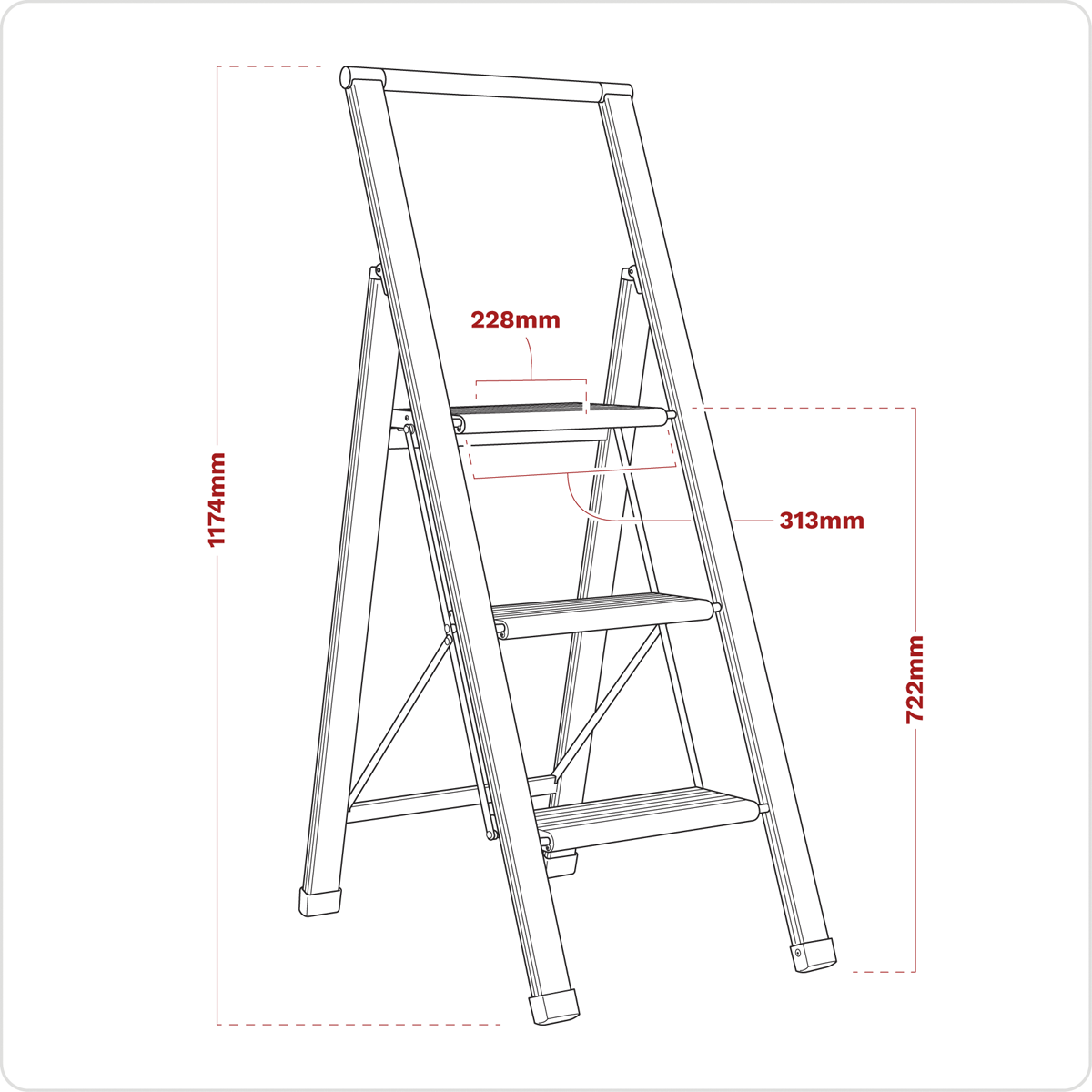 Sealey APSL3 Aluminium Professional Fold-Flat Step Ladder 3-Step 150kg Capacity - EN 14183 - additional view 3
