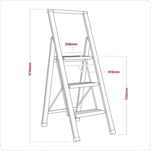 Sealey APSL3 Aluminium Professional Fold-Flat Step Ladder 3-Step 150kg Capacity - EN 14183 - additional view 3
