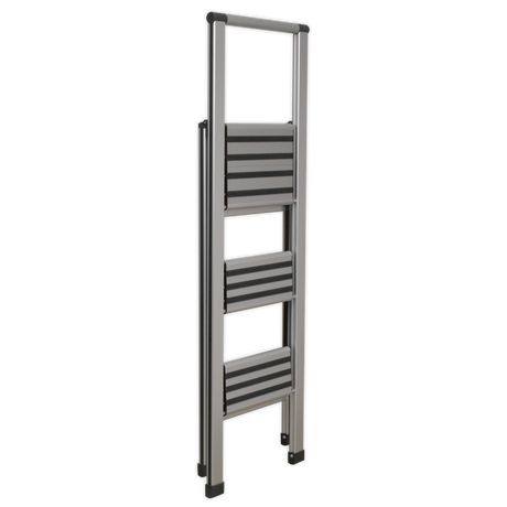 Sealey APSL3 Aluminium Professional Fold-Flat Step Ladder 3-Step 150kg Capacity - EN 14183 - additional view 2