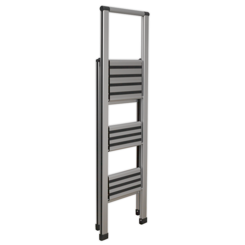 Sealey APSL3 Aluminium Professional Fold-Flat Step Ladder 3-Step 150kg Capacity - EN 14183 - additional view 2