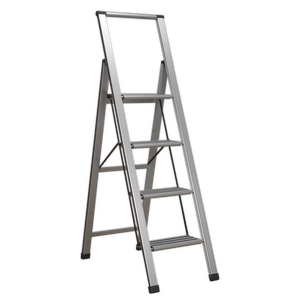 Sealey APSL4 Aluminium Professional Folding Step Ladder 4-Step 150kg Capacity - EN 1483