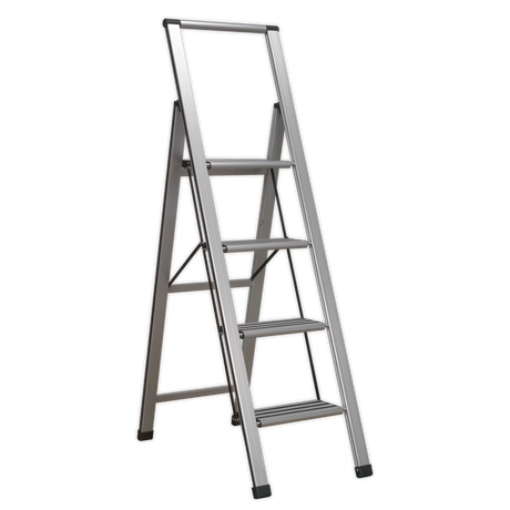 Sealey APSL4 Aluminium Professional Folding Step Ladder 4-Step 150kg Capacity - EN 1483