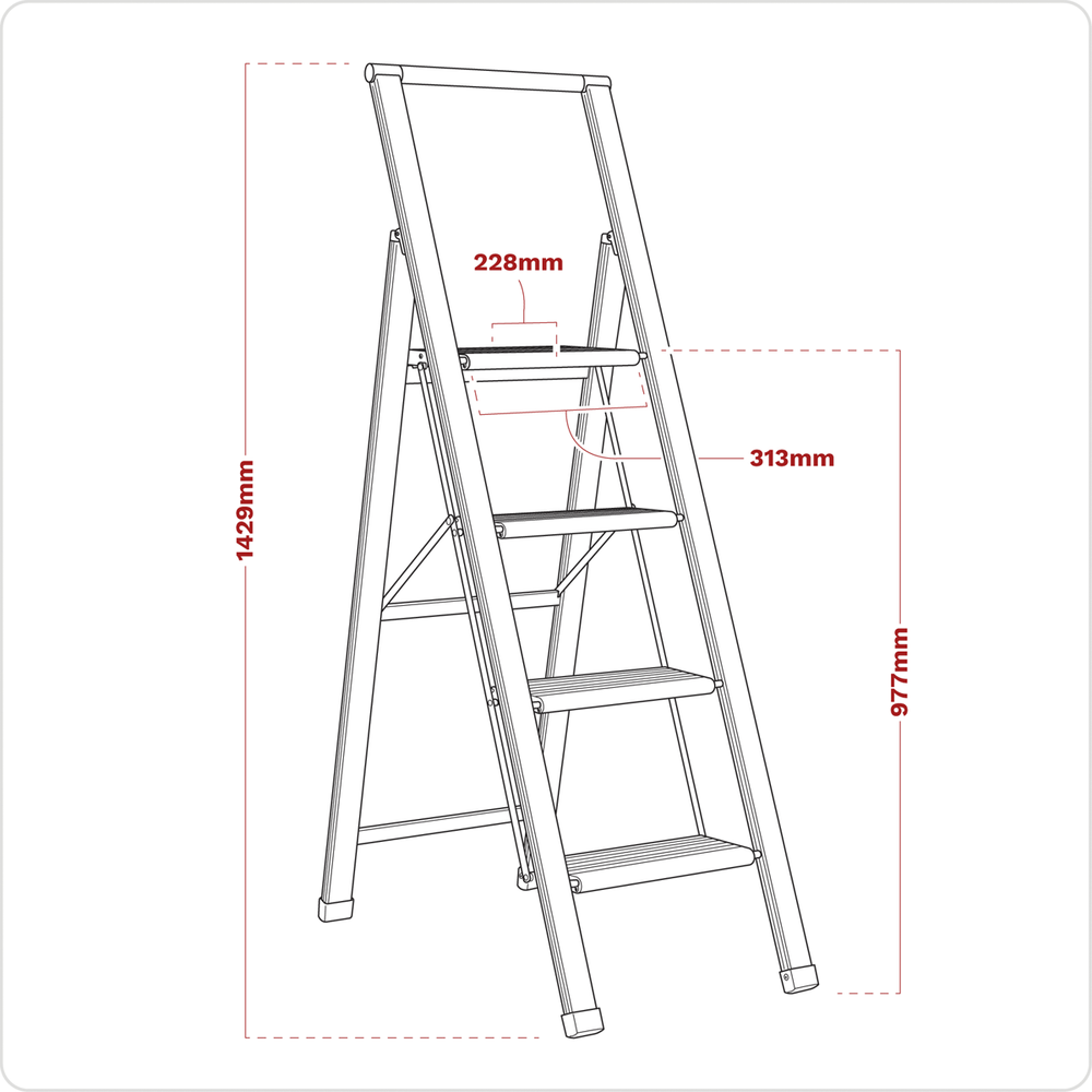 Sealey APSL4 Aluminium Professional Folding Step Ladder 4-Step 150kg Capacity - EN 1483 - additional view 3