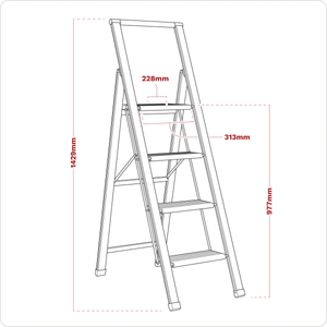 Sealey APSL4 Aluminium Professional Folding Step Ladder 4-Step 150kg Capacity - EN 1483 - additional view 3