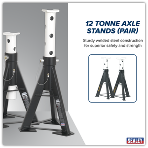 Sealey AS12 Premier Axle Stands (Pair) 12 Tonne Capacity per Stand High Level - additional view 6