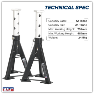Sealey AS12 Premier Axle Stands (Pair) 12 Tonne Capacity per Stand High Level - additional view 5